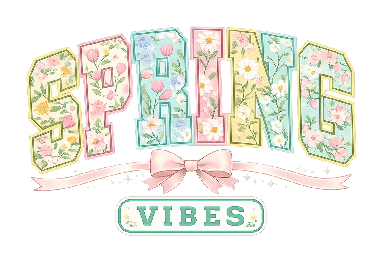 Spring Vibes Floral Spring Lettering Decorated With Flowers