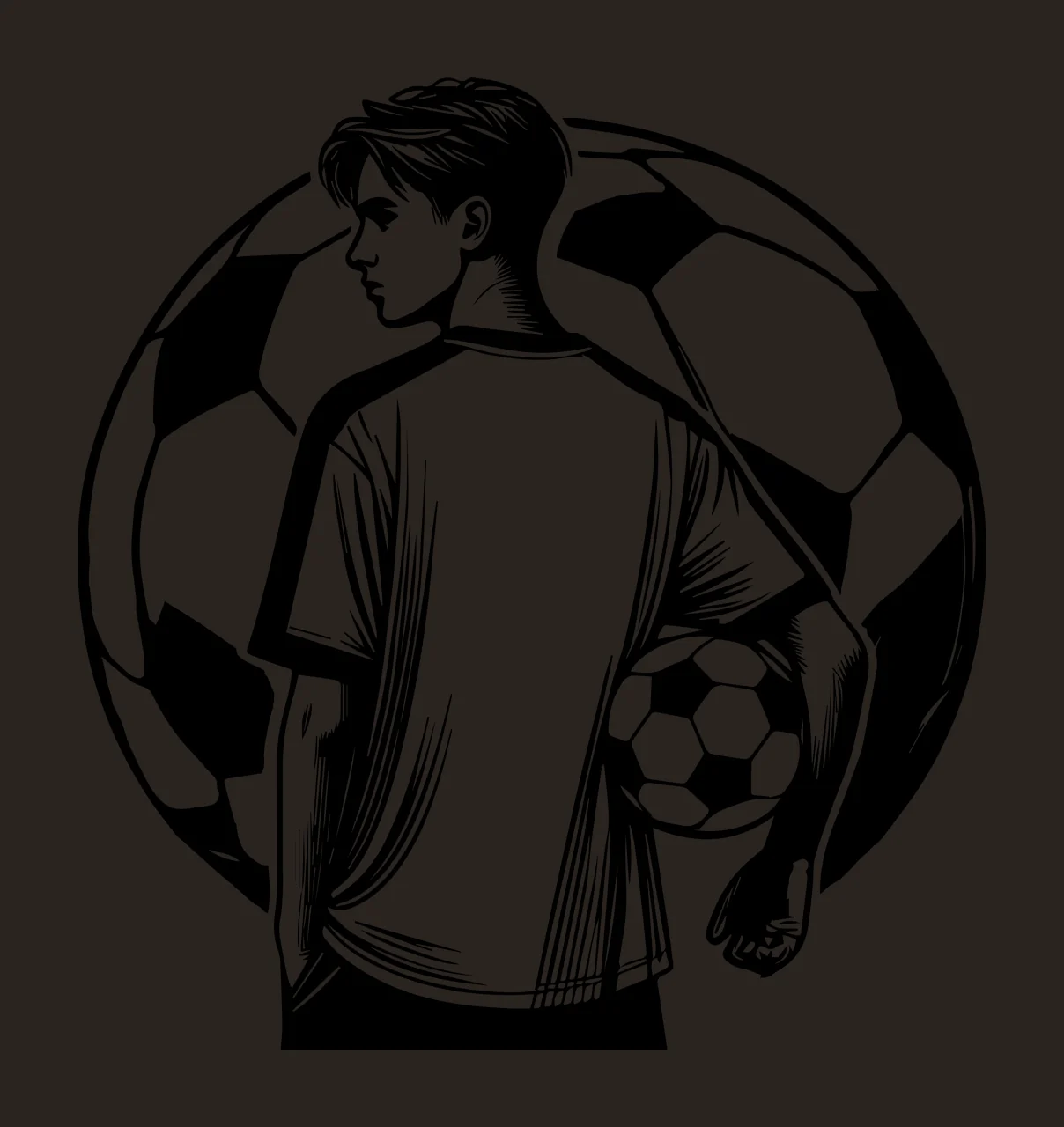 Soccer Ball Teenager Holding Silhouette black white sport athlete contrast preview thumbnail