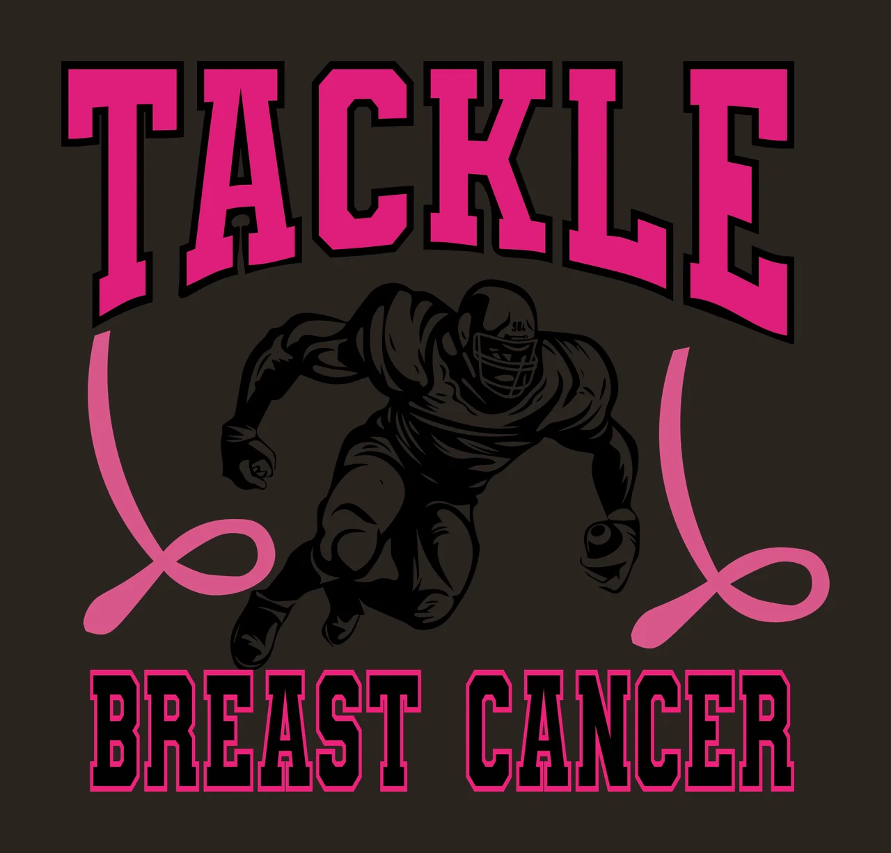 Cancer Football Tackle Breast Cancer Player Silhouette running contrast preview thumbnail