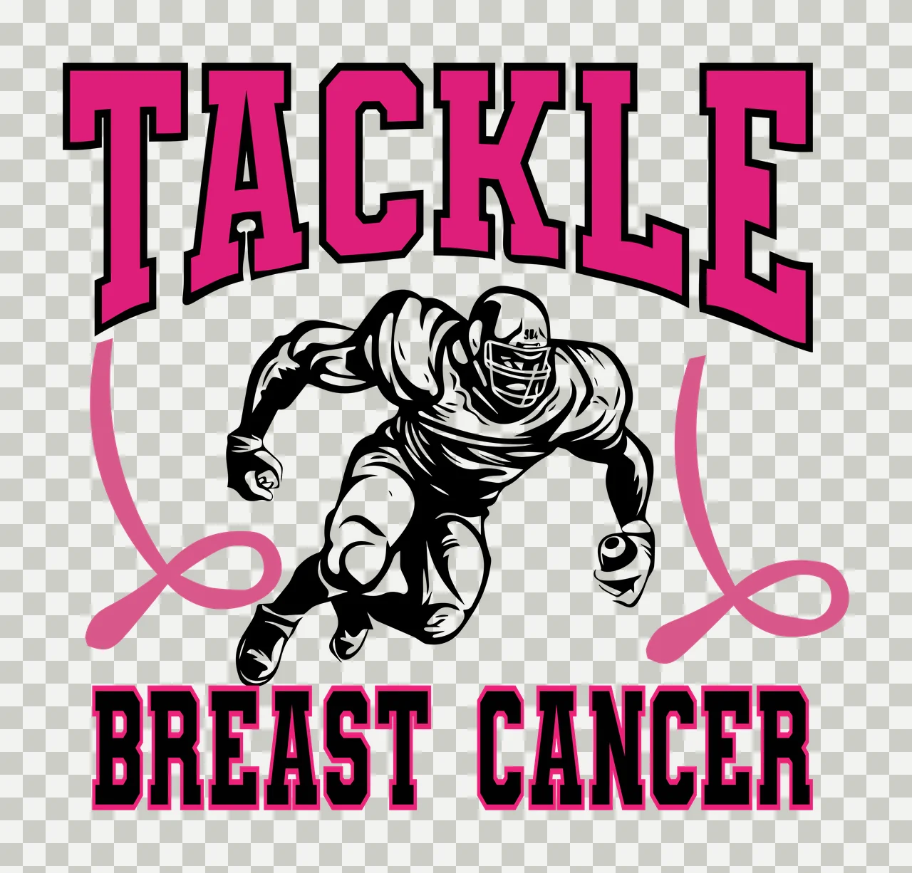 Cancer Football Tackle Breast Cancer Player Silhouette running transparency and detail preview thumbnail