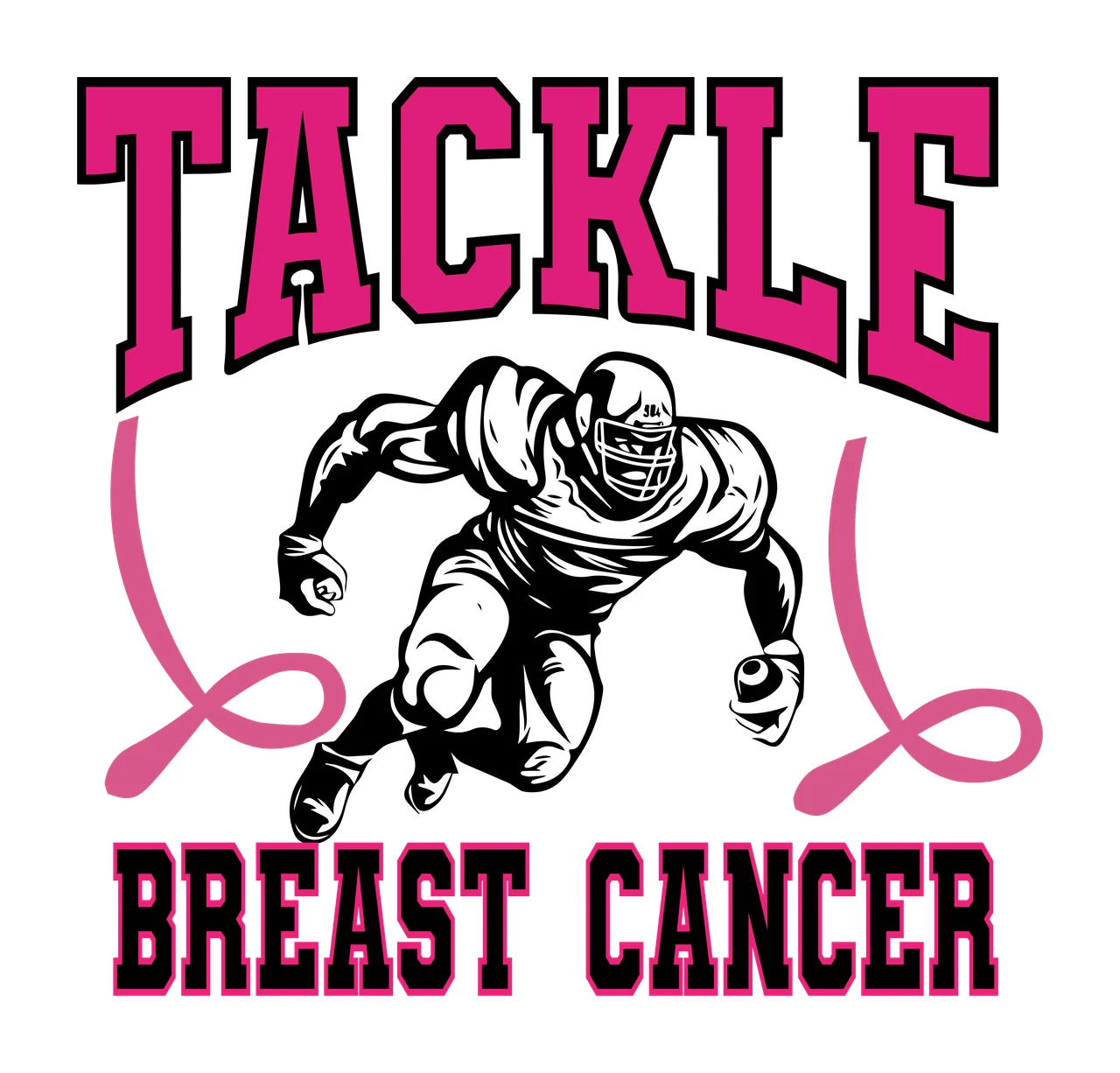 Cancer Football Tackle Breast Cancer Player Silhouette running