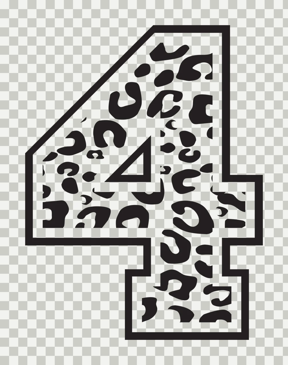 Black Varsity Half Font Leopard Character 27 print animal cheetah transparency and detail preview thumbnail