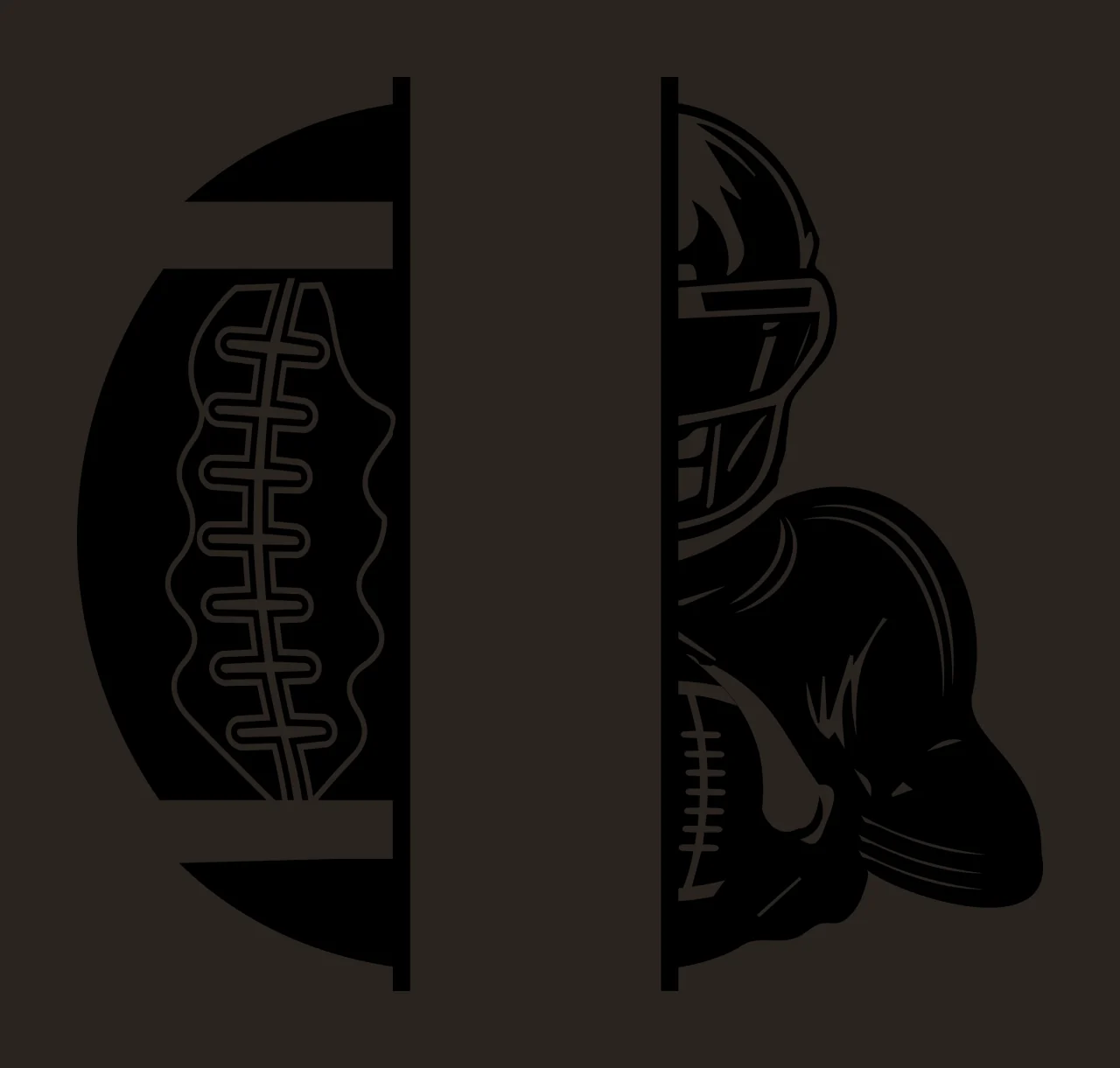 Football Player Split And Helmet Graphic face mask divider contrast preview thumbnail