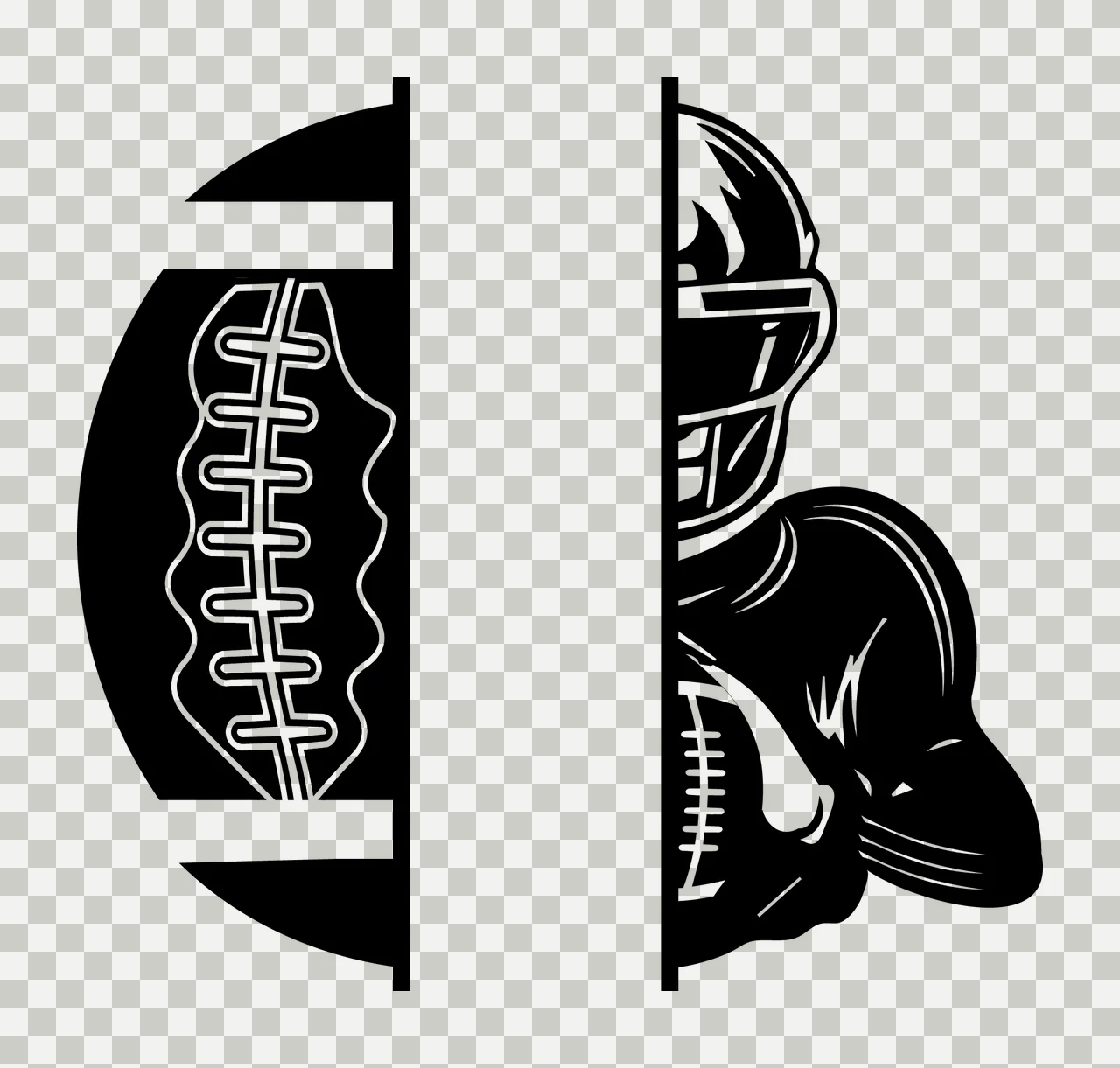 Football Player Split And Helmet Graphic face mask divider transparency and detail preview thumbnail