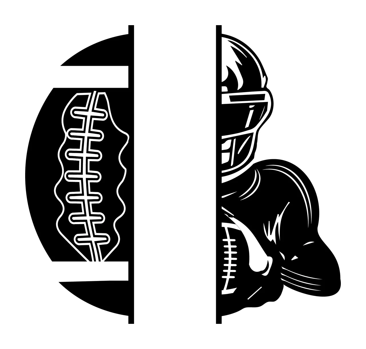 Football Player Split And Helmet Graphic face mask divider