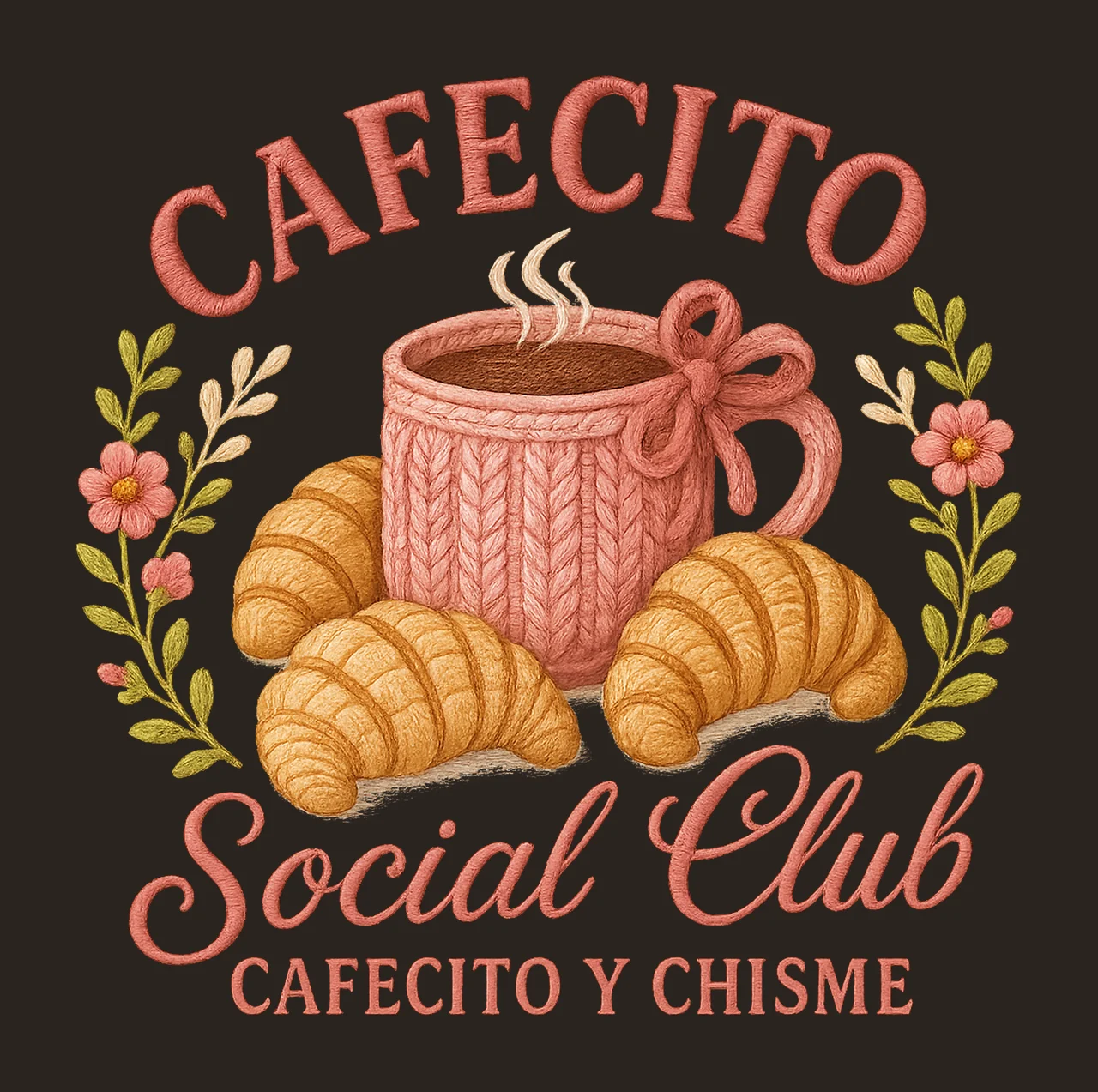 Faux Yarn Cafecito Social Club Spanish Coffee Design Iced contrast preview thumbnail