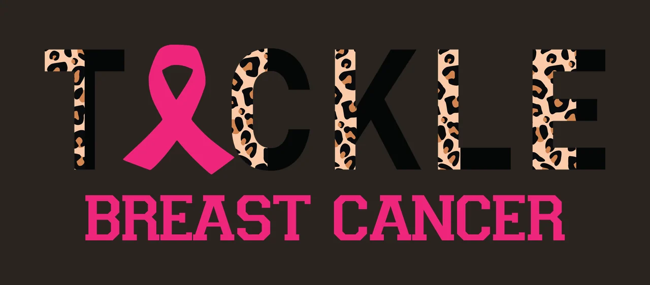 Tackle Breast Cancer Black Text With Leopard Print ribbon Variation contrast preview thumbnail