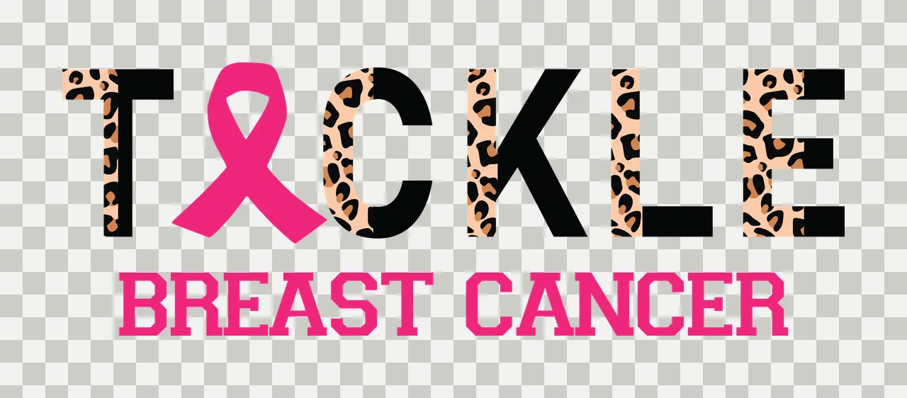 Tackle Breast Cancer Black Text With Leopard Print ribbon Variation transparency and detail preview thumbnail
