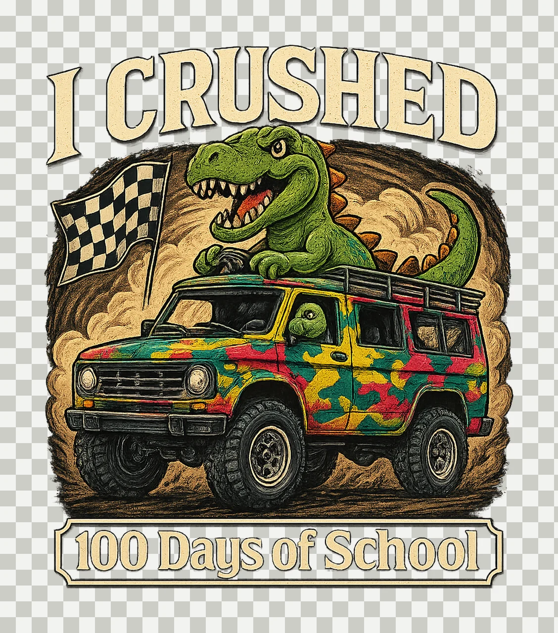 100th Day of School Duo Crushed It Design Sublimation transparency and detail preview thumbnail