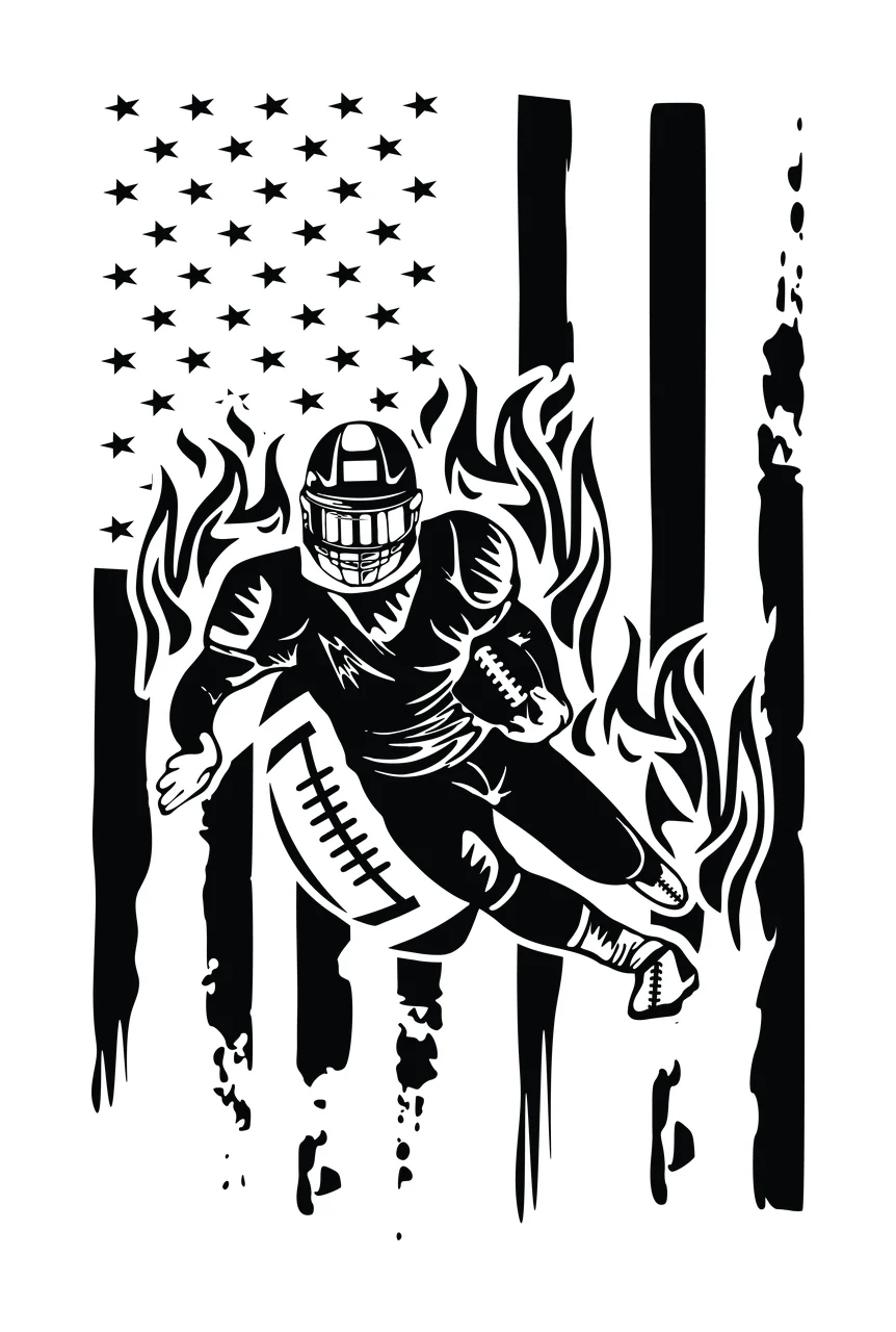 Flag Racing Text Over American Graphic tree heartbeat line