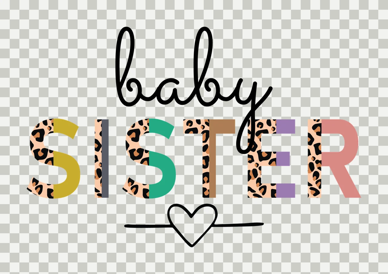 Baby Sister Text With Heart Symbol typography lines graphic design transparency and detail preview thumbnail