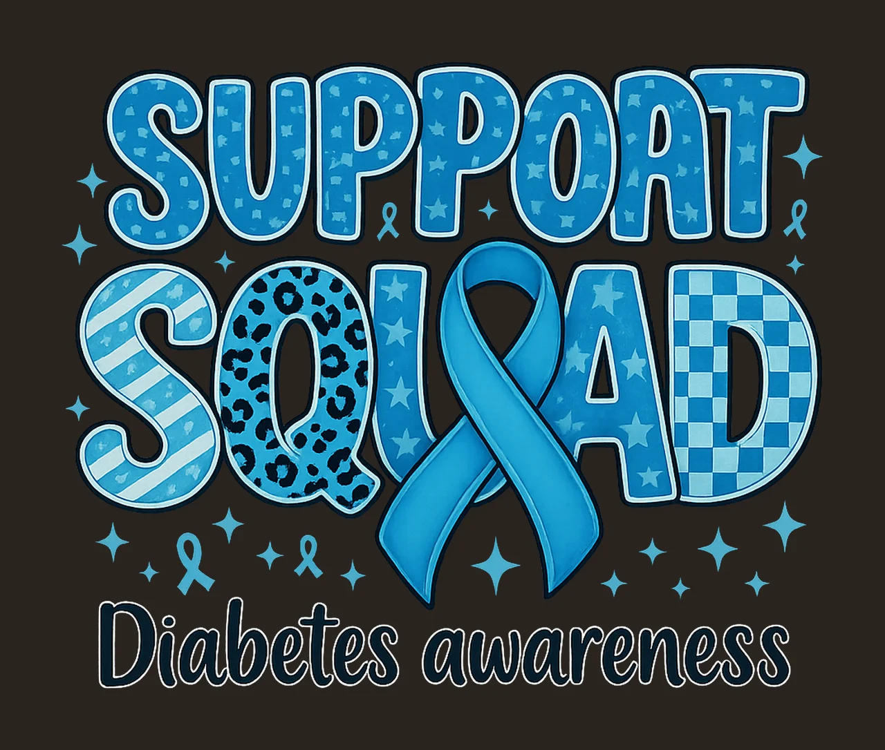 Awareness And Ribbon With Stars blue typography black contrast preview thumbnail