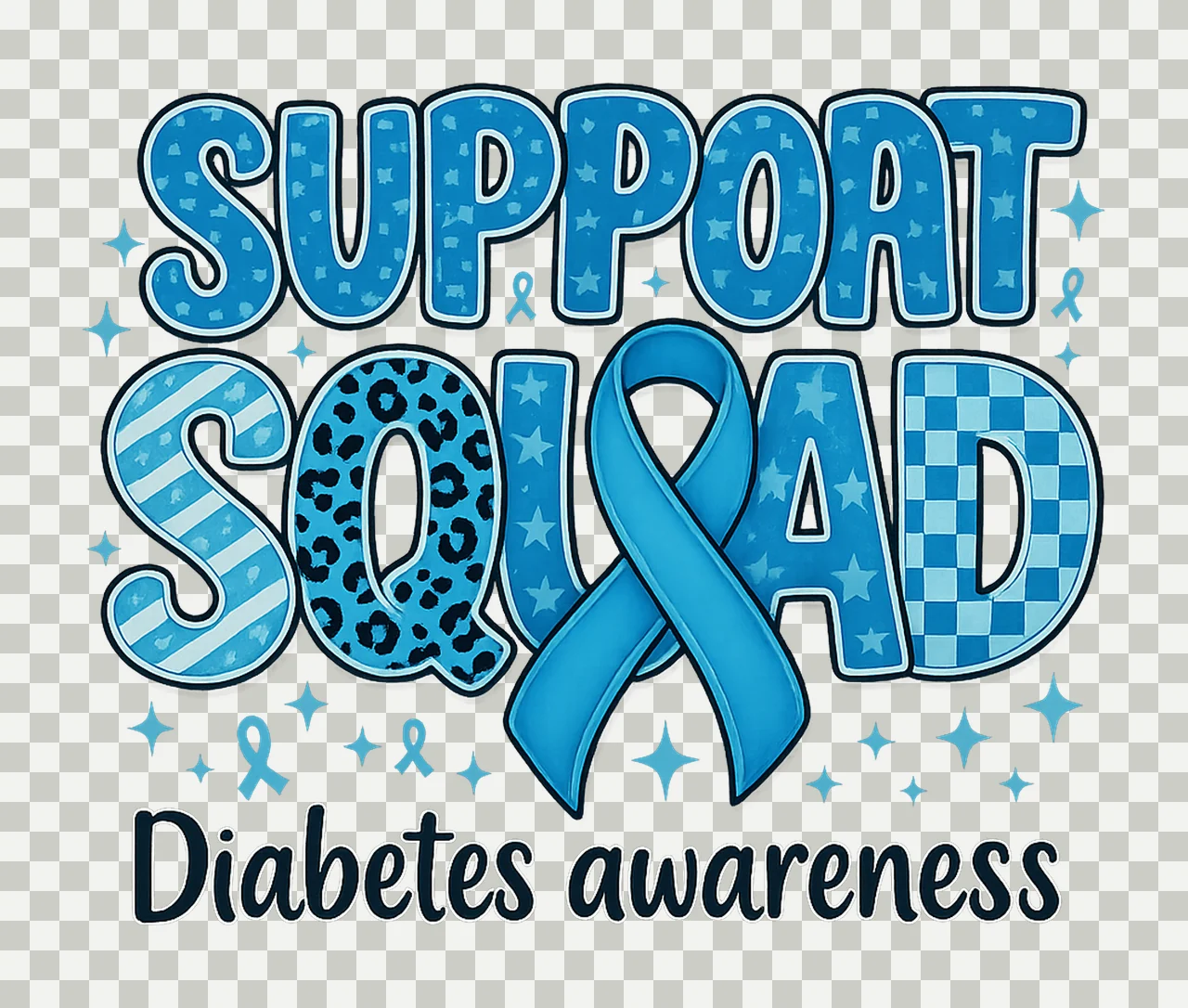 Awareness And Ribbon With Stars blue typography black transparency and detail preview thumbnail