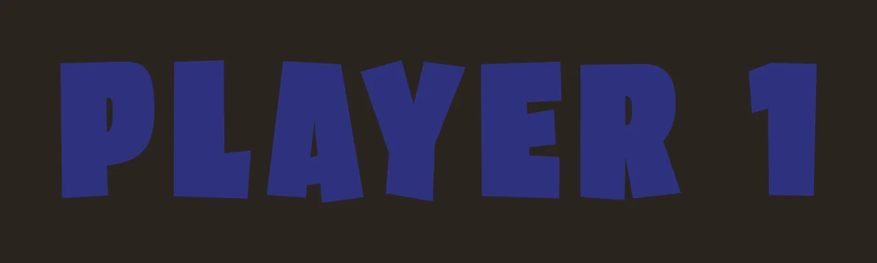 Player 1 Bold Black Text Reading One letters numbers typography contrast preview thumbnail