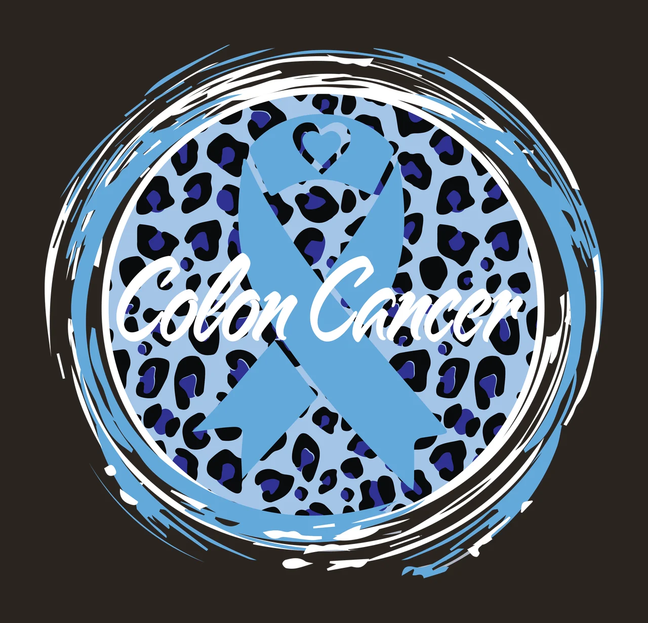 Circular Leopard Print Ribbon Symbol contained circle black contrast preview thumbnail
