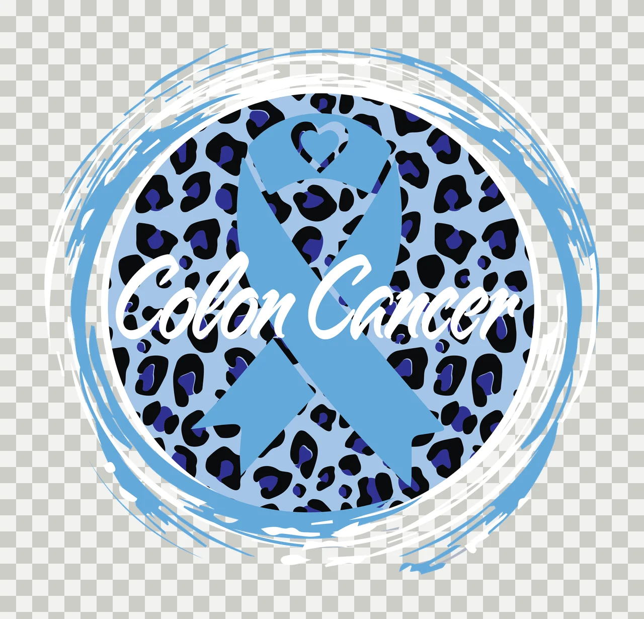 Circular Leopard Print Ribbon Symbol contained circle black transparency and detail preview thumbnail