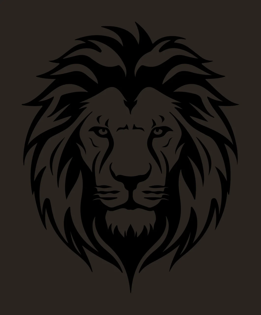 Lion Head Detailed Silhouette Graphic facing forward black contrast preview thumbnail