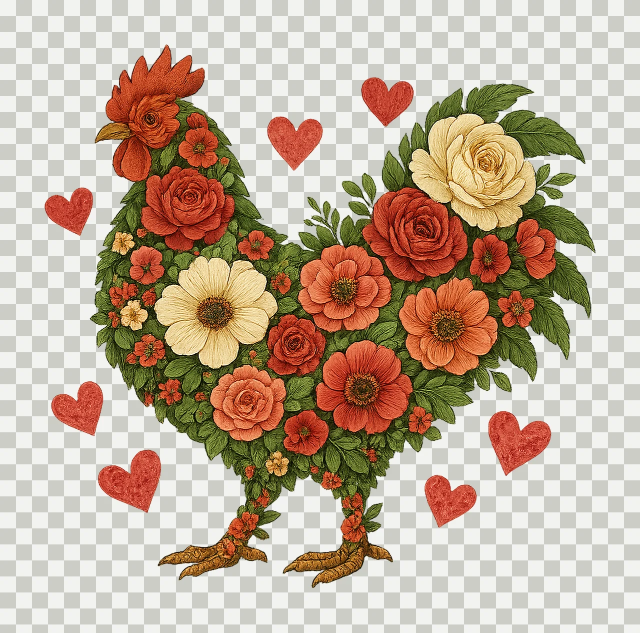 Floral Chicken Valentine Chicken Lover Design Western transparency and detail preview thumbnail
