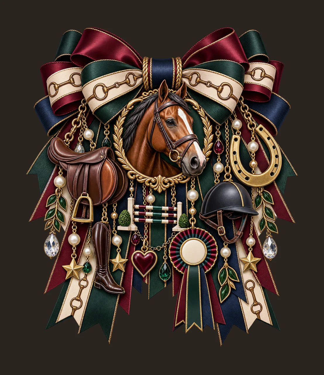 Equestrian Sports PNG, Horse and Saddle Coquette Bow, No Text Sublimation Clipart, Transparent Digital Download contrast preview thumbnail