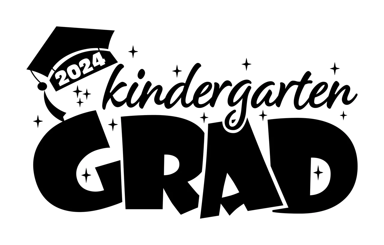 Kindergarten Text With Hat graduation cap decorating stars