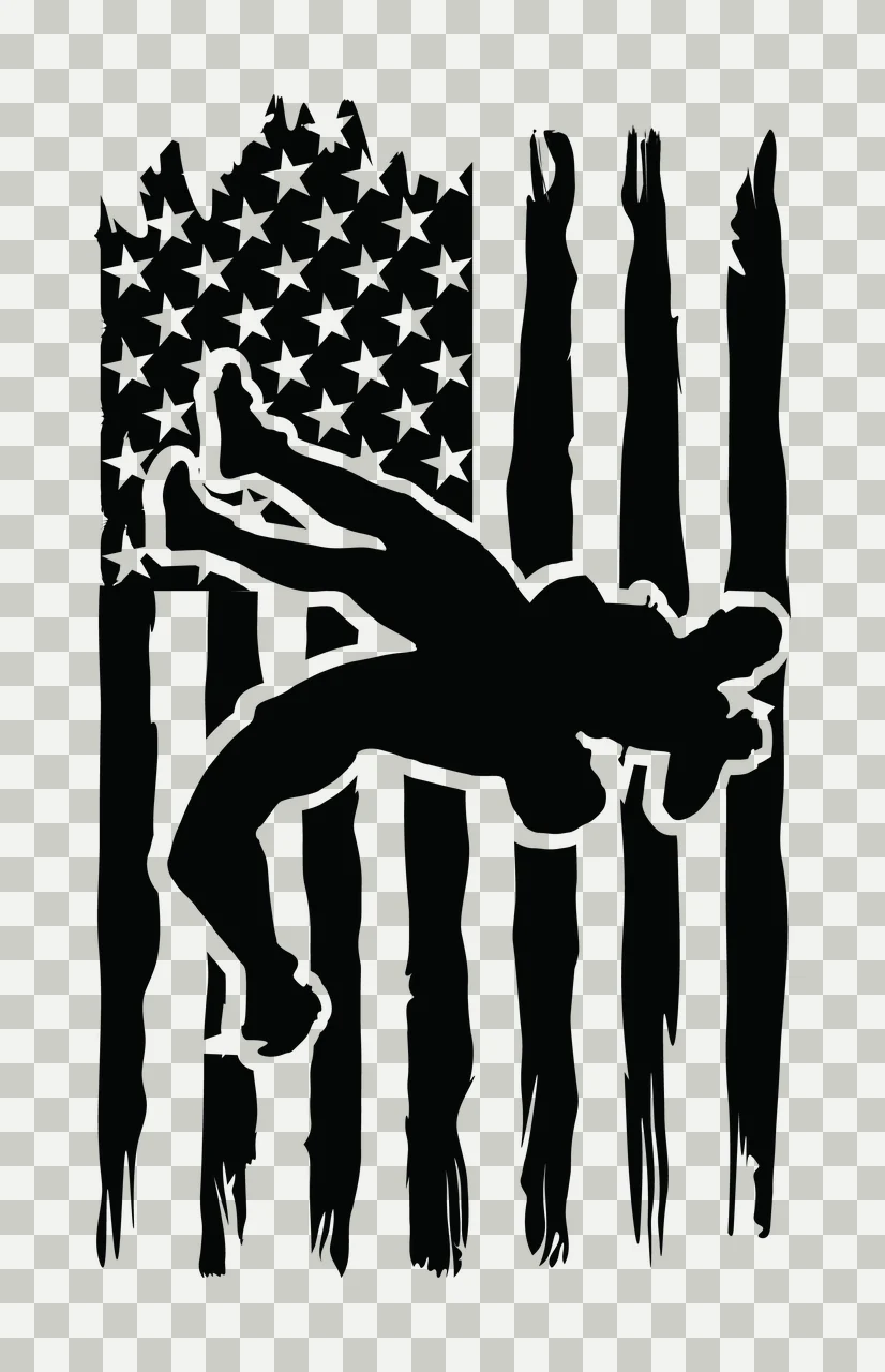 Wrestling Athletes On Distressed Flag wrestlers stars stripes transparency and detail preview thumbnail