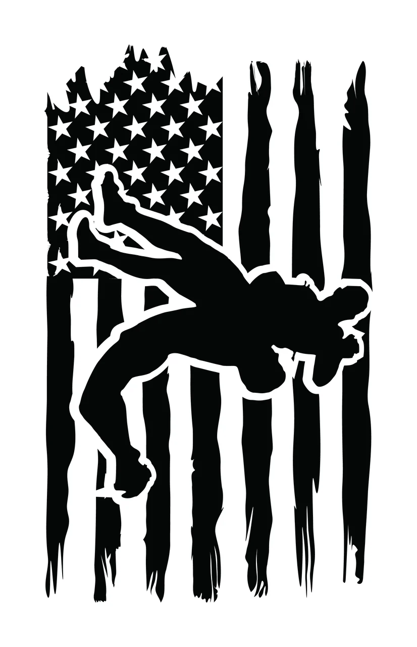 Wrestling Athletes On Distressed Flag wrestlers stars stripes