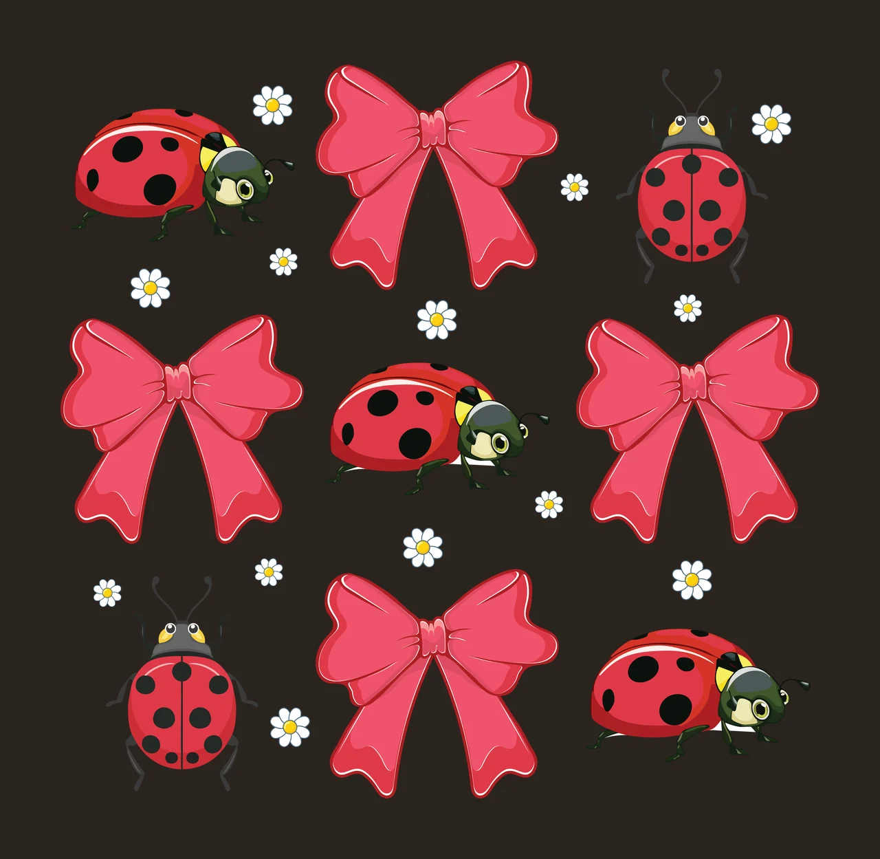 Ladybug Silhouette And Bow Icon Collection ladybugs arranged contrast preview thumbnail