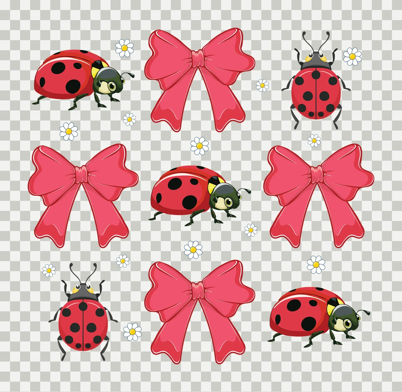 Ladybug Silhouette And Bow Icon Collection ladybugs arranged transparency and detail preview thumbnail
