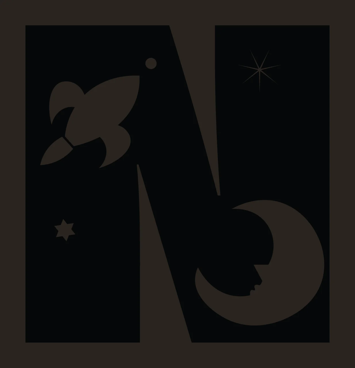 Space N Letter Decorated With Rocket And Moon contrast preview thumbnail