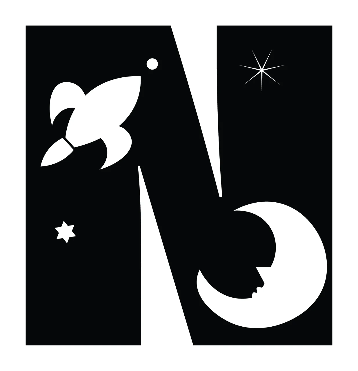 Space N Letter Decorated With Rocket And Moon