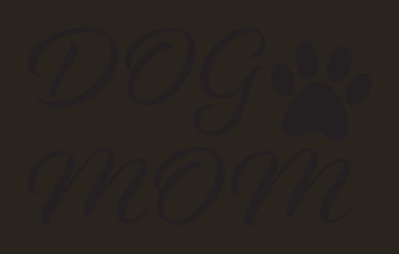DOG mom Typography Design with DOG text, paw print silhouette and cursive lettering in black and white contrast preview thumbnail