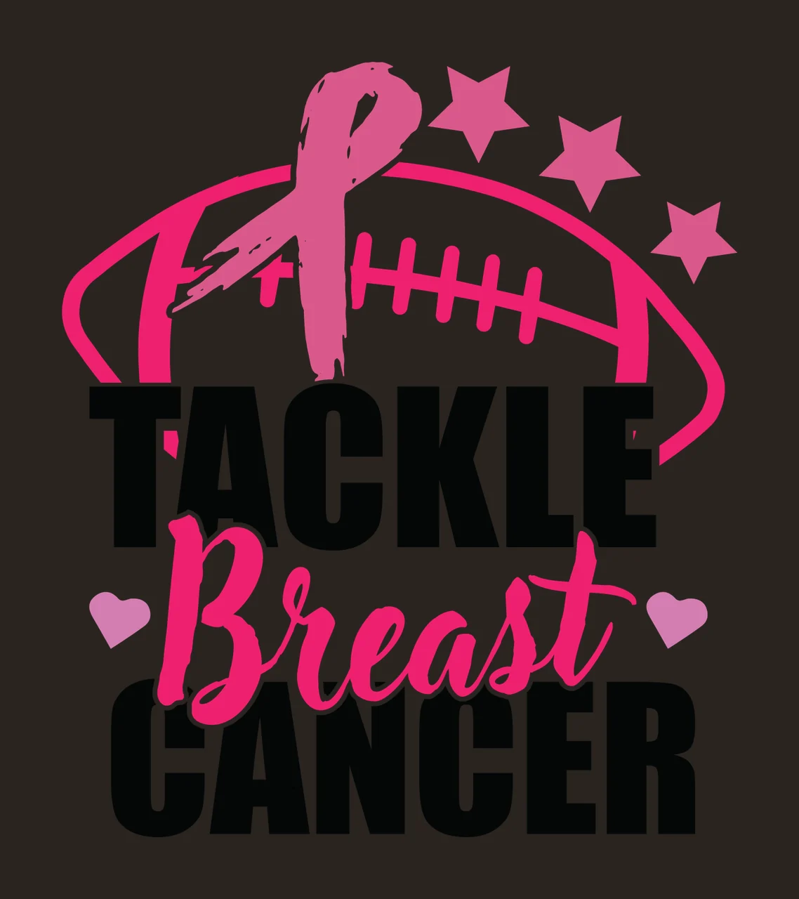 Tackle Breast Cancer Football Ribbon Graphic display star heart contrast preview thumbnail