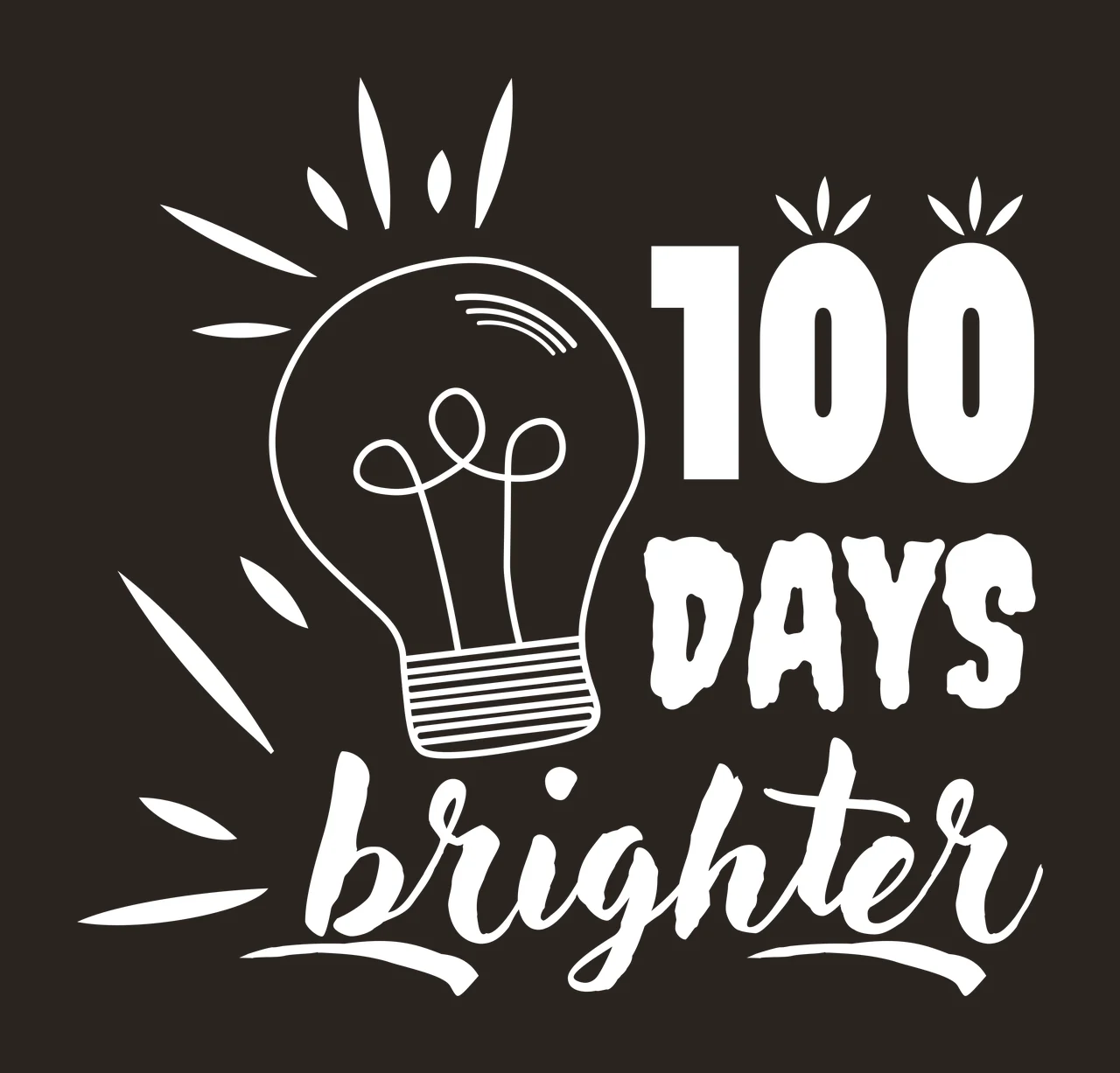 100 DAYS brighter Typography with filaments, rays in black graphic Style contrast preview thumbnail