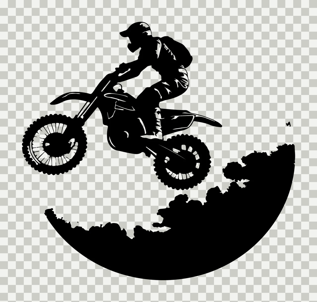 Motocross Rider Jumping Over Hill motorcyclist motorcycle silhouette transparency and detail preview thumbnail