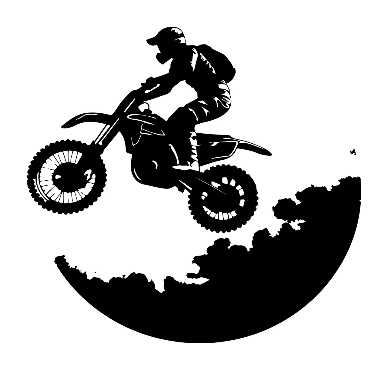 Motocross Rider Jumping Over Hill motorcyclist motorcycle silhouette