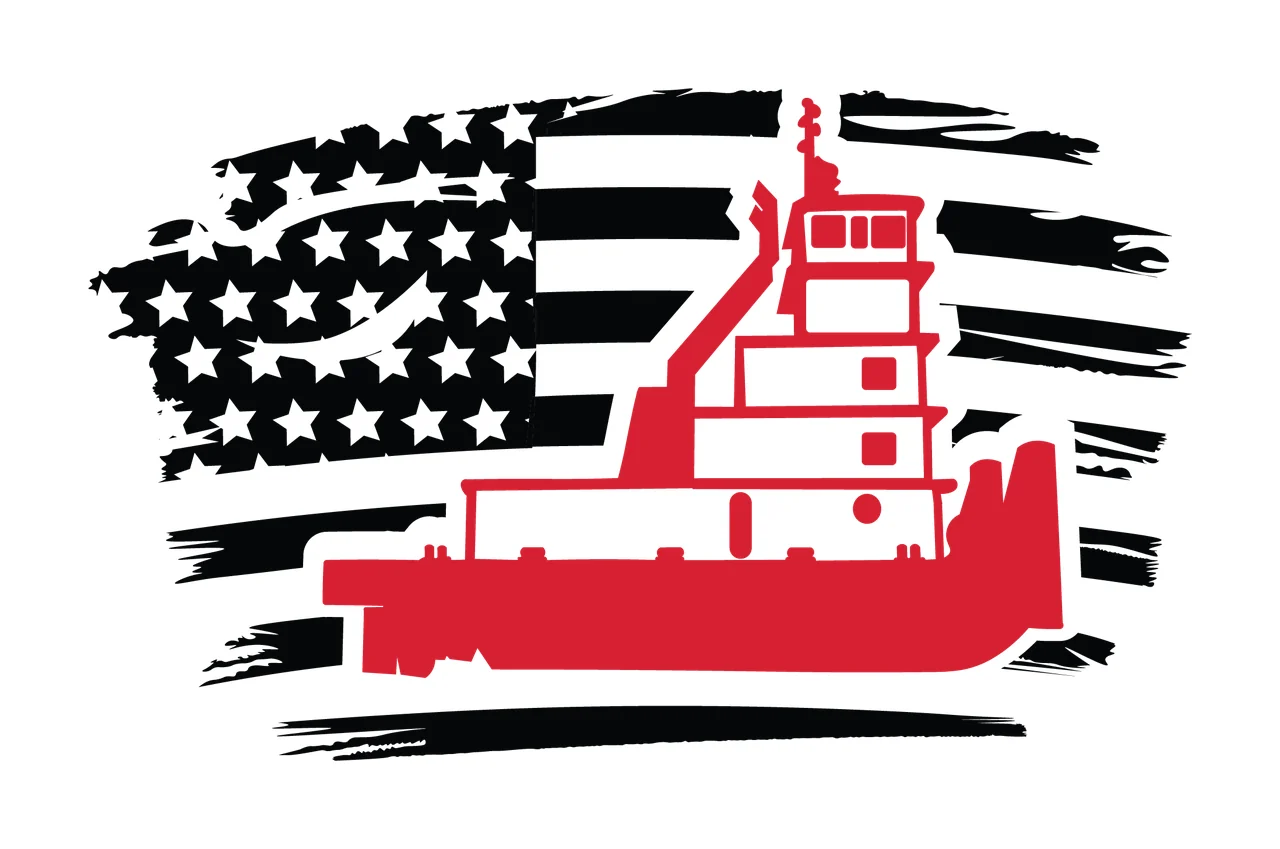 Can Glass Wrap Tugboat And American Flag Brush