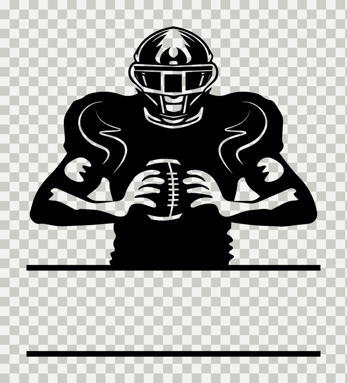 Football Player Holding Ball With Helmet And Horizontal transparency and detail preview thumbnail