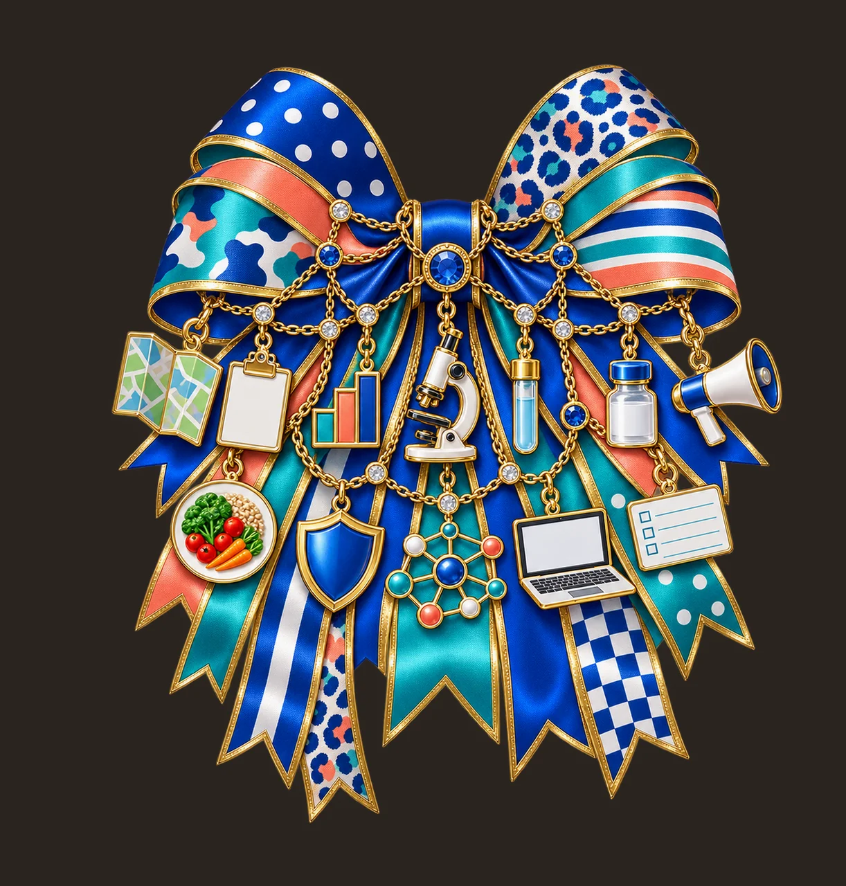 Public Health Professional Bow Charm PNG, Gold Chain Charms, Transparent Sublimation Design, Digital Download contrast preview thumbnail