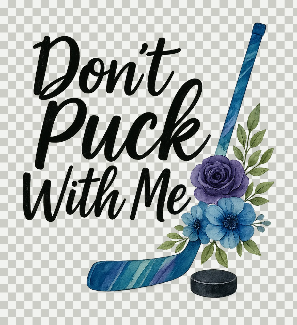 Hockey Puck Me Don Puck With Me stick rose anemone leaves transparency and detail preview thumbnail
