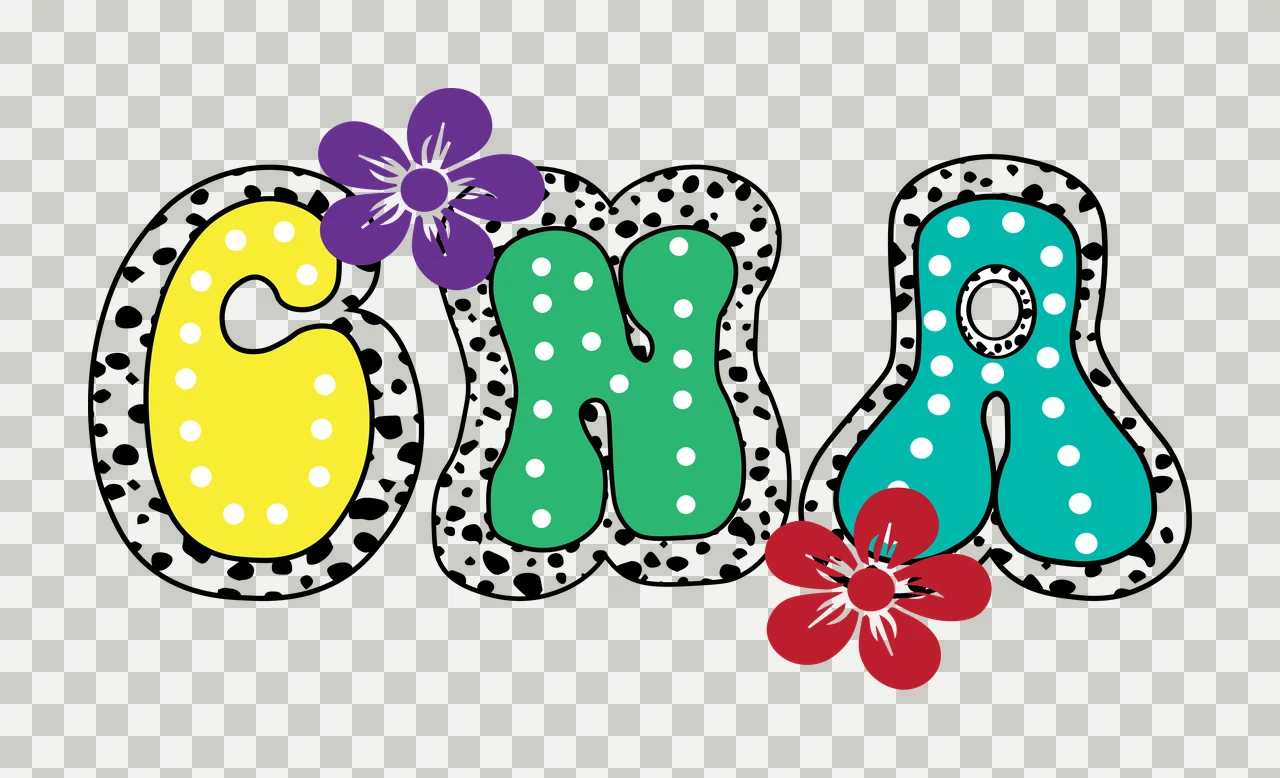 Cna Text With Flower Accents Displaying flowers black white transparency and detail preview thumbnail