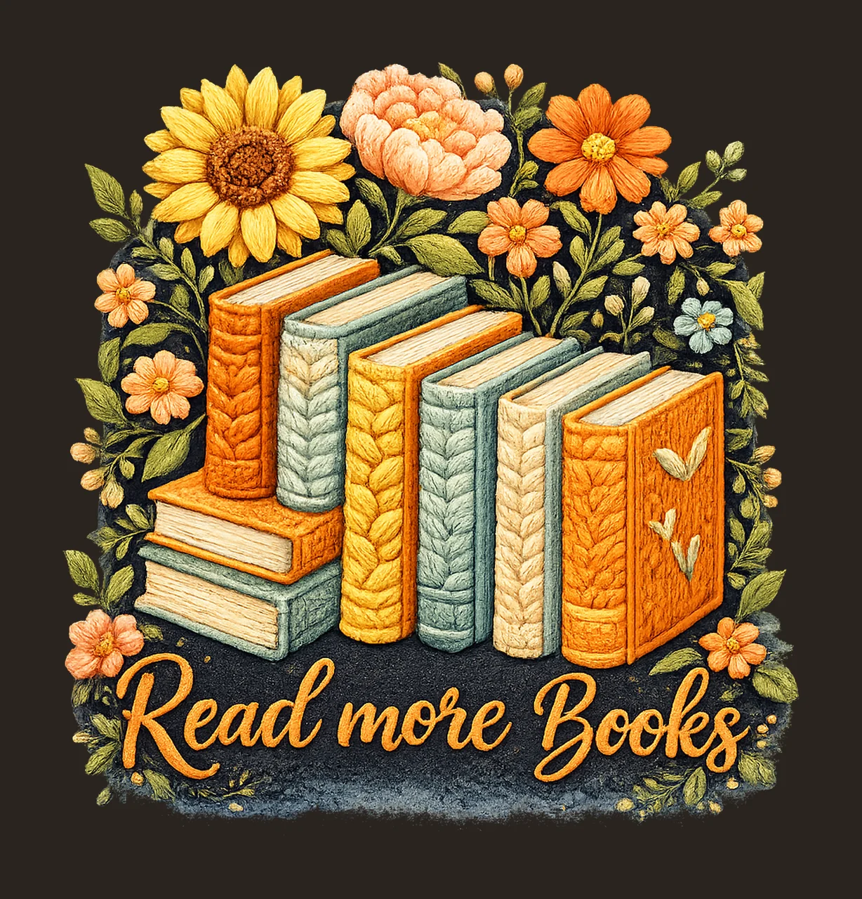Read More Books Crochet Faux Yarn Floral Bookish Knitted contrast preview thumbnail