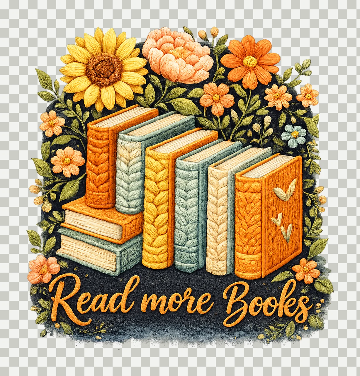 Read More Books Crochet Faux Yarn Floral Bookish Knitted transparency and detail preview thumbnail
