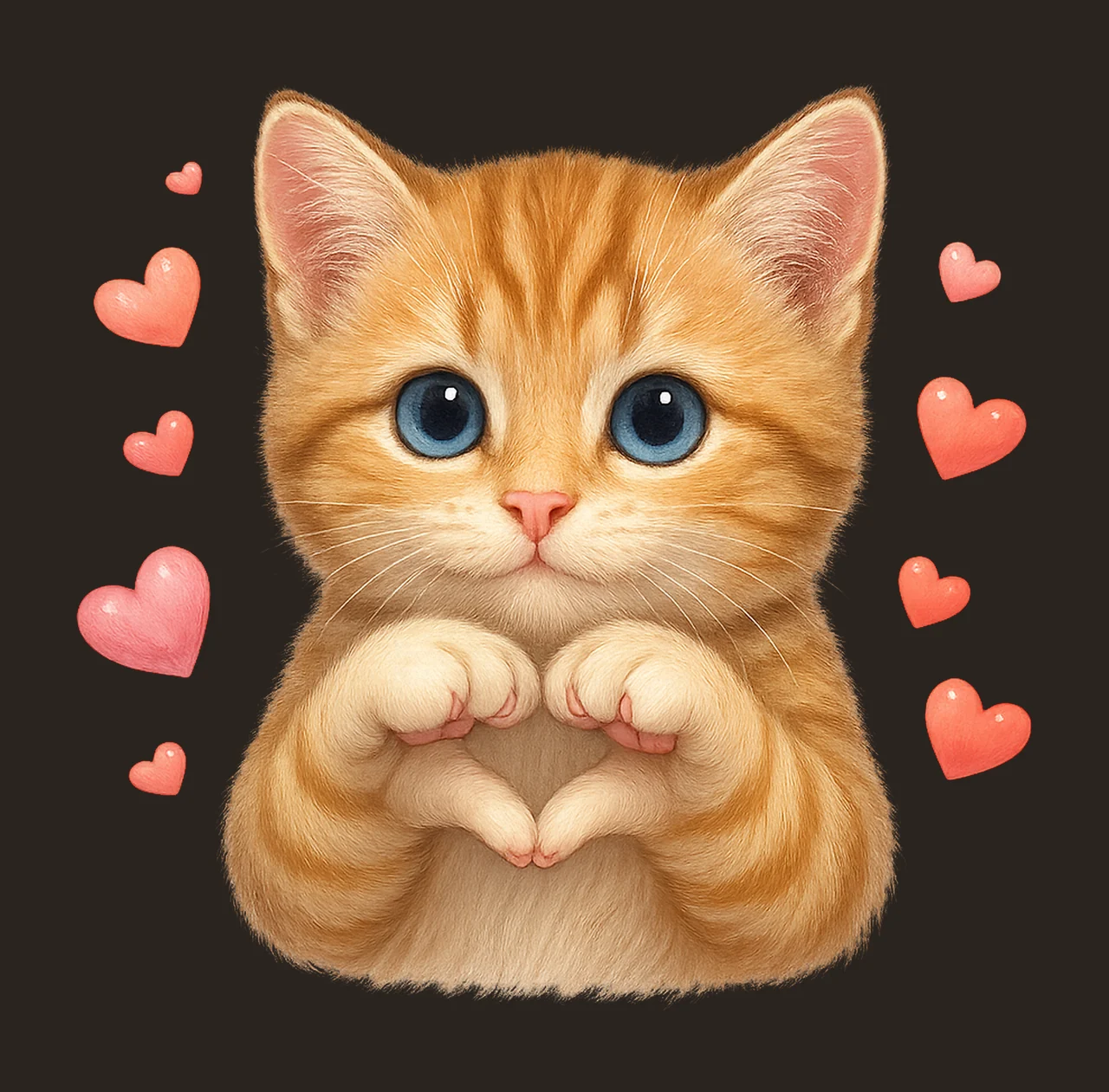 Cute Cat Heart Sign Watercolor Sublimation Design Cat Lover contrast preview thumbnail