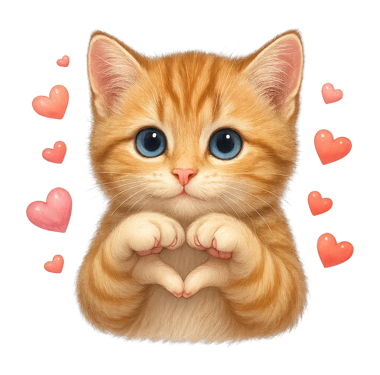 Cute Cat Heart Sign Watercolor Sublimation Design Cat Lover