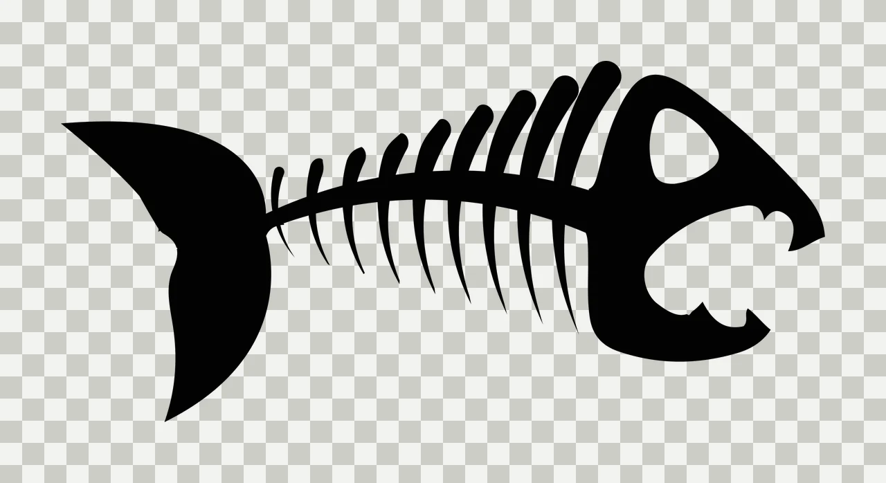 Bones Spine And Head Of Fish Skeleton tail silhouette black transparency and detail preview thumbnail