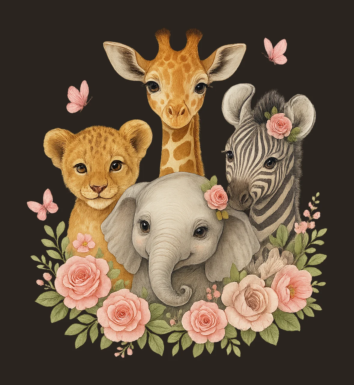 Safari Animals Watercolour Jungle Design Birthday Invitation contrast preview thumbnail