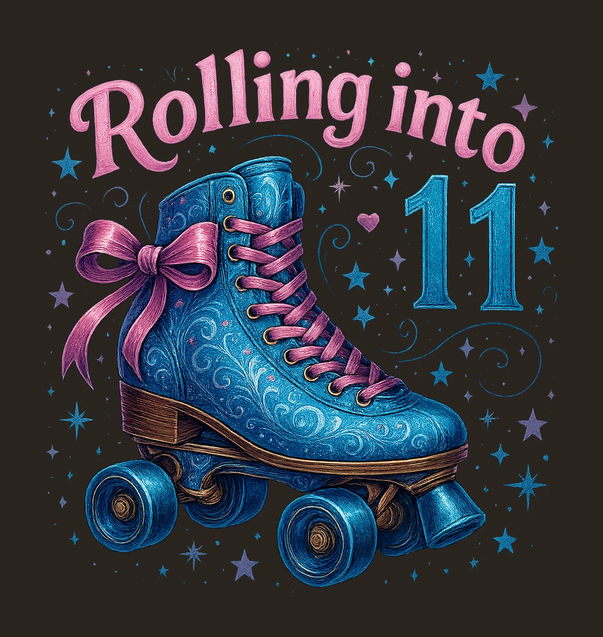 Rolling Into 11 Glitter Roller Skates Birthday Boy 11th contrast preview thumbnail