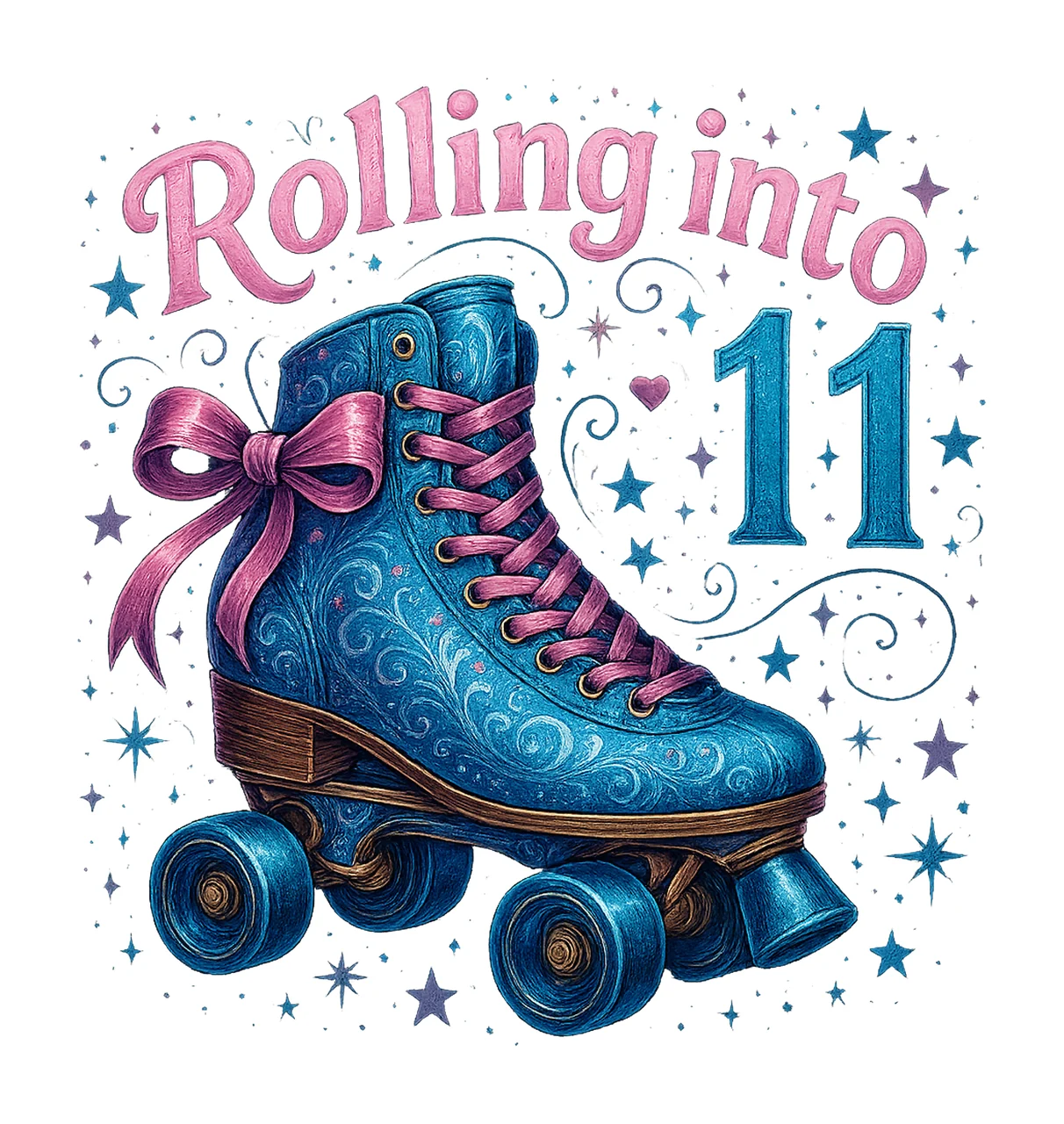 Rolling Into 11 Glitter Roller Skates Birthday Boy 11th