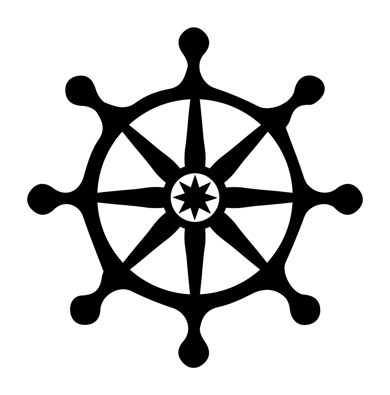 Ship Wheel With Silhouette And Black White