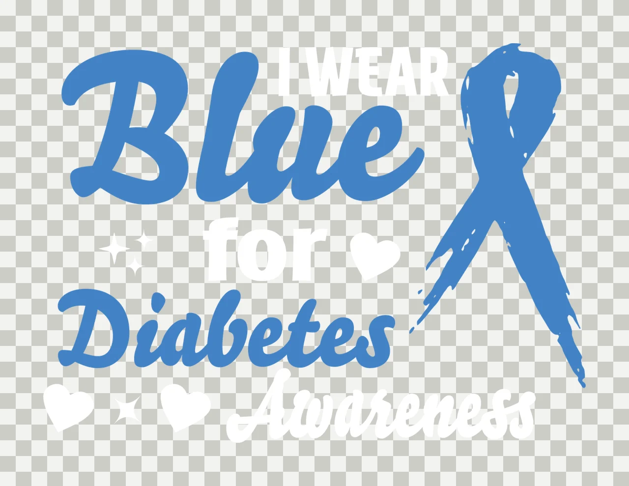 I Wear Blue For Diabetes Awareness ribbon displaying text heart transparency and detail preview thumbnail
